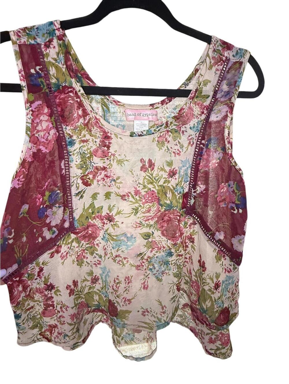 Band of Gypsies floral crop top mixed patchwork layout - M
